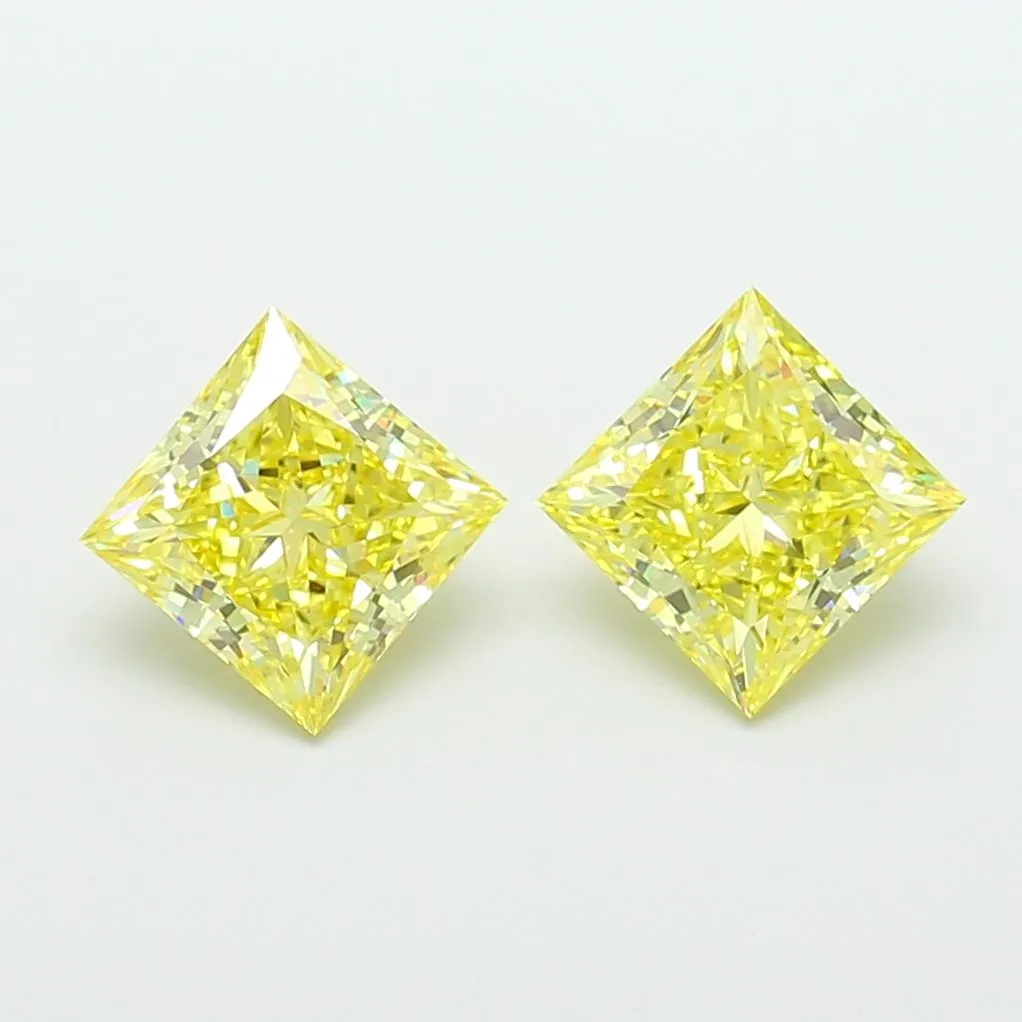 3.10ct PRINCESS Fancy Intense Yellow VS2 Coloured Lab diamond