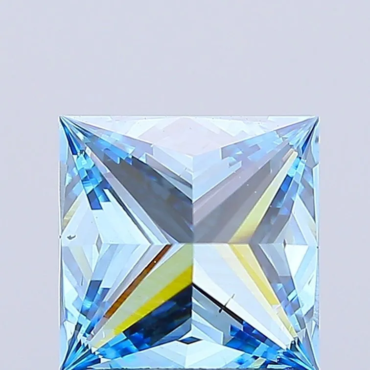 2.03ct PRINCESS Fancy Vivid Blue SI1 Coloured Lab diamond