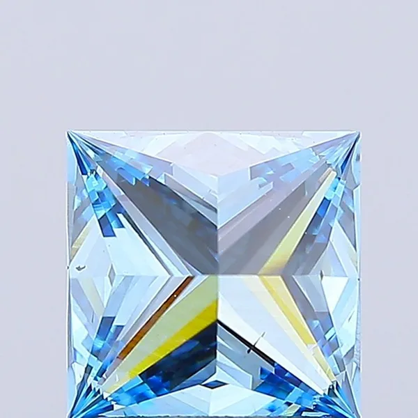 2.03ct PRINCESS Fancy Vivid Blue SI1 Coloured Lab diamond