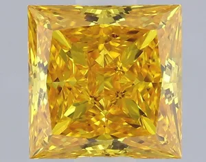0.66ct PRINCESS Fancy Vivid Yellow VS1 Coloured Lab diamond