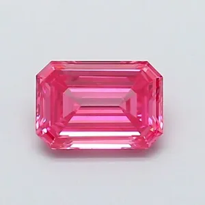 0.58ct EMERALD Fancy Vivid Pink VS2 Coloured Lab diamond