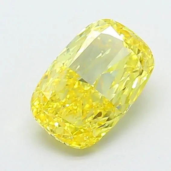1.44ct CUSHION Fancy Vivid Yellow VS1 Coloured Lab diamond