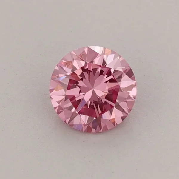 0.39ct ROUND Fancy Vivid Pink VVS2 Coloured Lab diamond