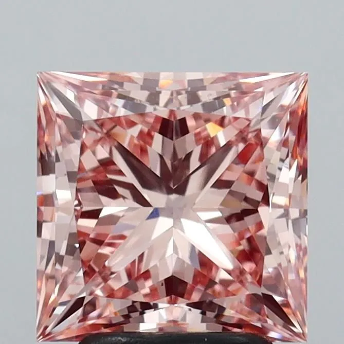 3.09ct PRINCESS Fancy Intense Pink VS1 Coloured Lab diamond