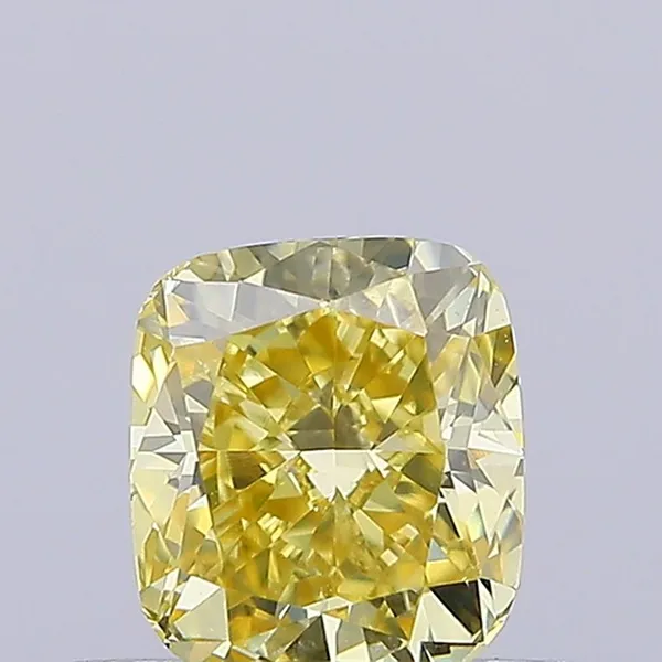 0.51ct CUSHION Fancy Intense Yellow VS1 Coloured Lab diamond