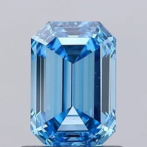 0.99ct EMERALD Fancy Vivid Blue VS1 Coloured Lab diamond