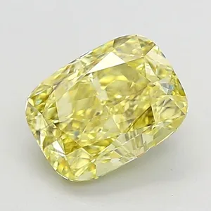 1.41ct CUSHION Fancy Intense Yellow VS2 Coloured Lab diamond