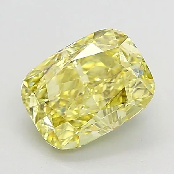 1.41ct CUSHION Fancy Intense Yellow VS2 Coloured Lab diamond