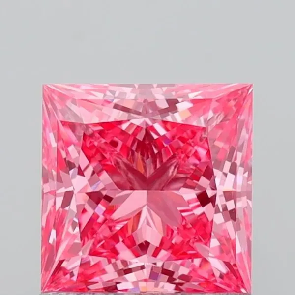 1.25ct PRINCESS Fancy Vivid Pink VVS2 Coloured Lab diamond