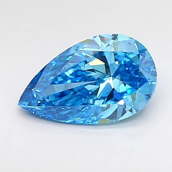 0.88ct PEAR Fancy Vivid Blue VS1 Coloured Lab diamond