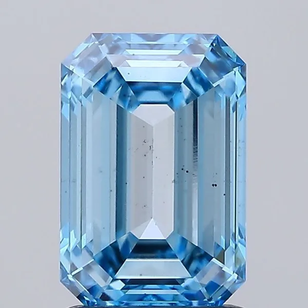 1.67ct EMERALD Fancy Vivid Blue VS2 Coloured Lab diamond