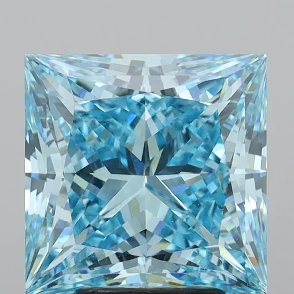 4.72ct PRINCESS Fancy Vivid Blue VVS2 Coloured Lab diamond