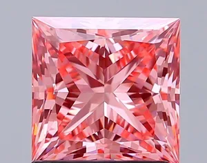 1.55ct PRINCESS Fancy Vivid Pink VVS2 Coloured Lab diamond