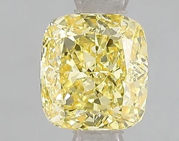 1ct CUSHION Fancy Vivid Yellow VS2 Coloured Lab diamond
