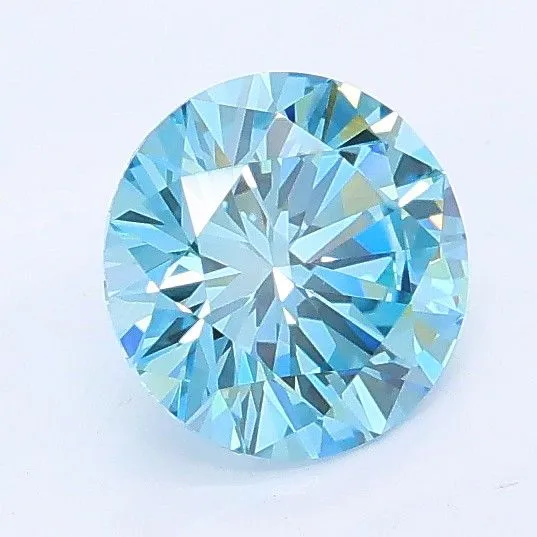 0.9ct ROUND Fancy Vivid Blue VVS2 Coloured Lab diamond