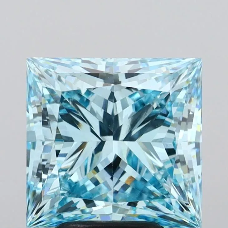 4.35ct PRINCESS Fancy Vivid Blue VS1 Coloured Lab diamond
