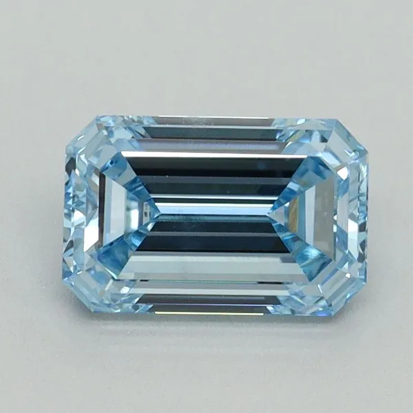 1.38ct EMERALD Fancy Intense Blue VS2 Coloured Lab diamond