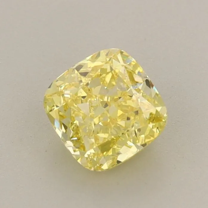 0.77ct CUSHION Fancy Vivid Yellow VS1 Coloured Lab diamond