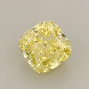 0.77ct CUSHION Fancy Vivid Yellow VS1 Coloured Lab diamond