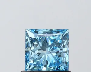 0.83ct PRINCESS Fancy Vivid Blue VVS2 Coloured Lab diamond