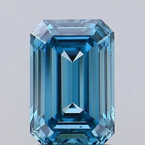 1.52ct EMERALD Fancy Vivid Blue VVS2 Coloured Lab diamond