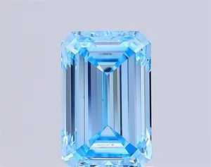 1.53ct EMERALD Fancy Vivid Blue VS1 Coloured Lab diamond