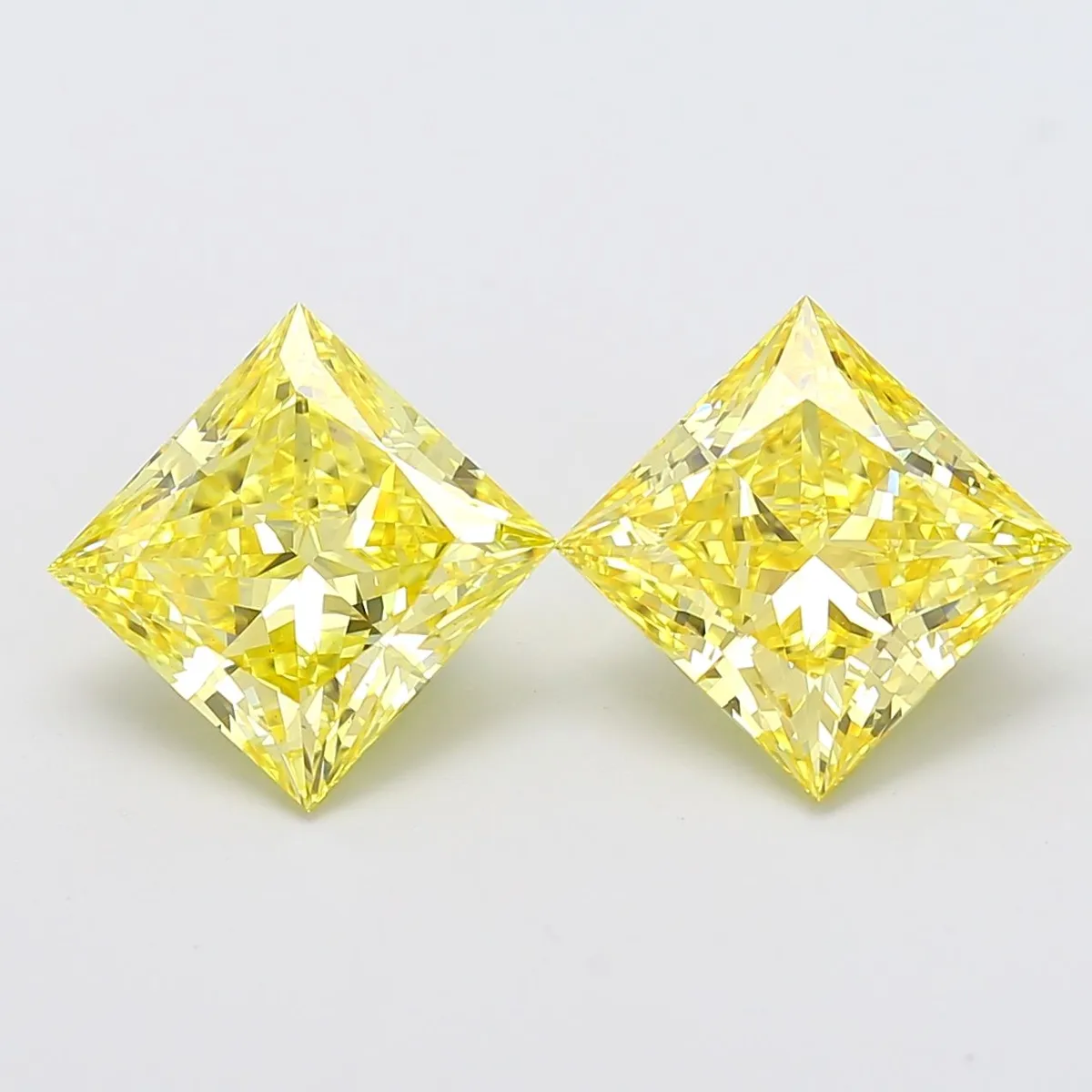 4.16ct PRINCESS Fancy Intense Yellow VS1 Coloured Lab diamond