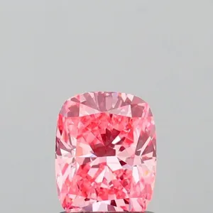 0.92ct CUSHION Fancy Vivid Pink VVS2 Coloured Lab diamond