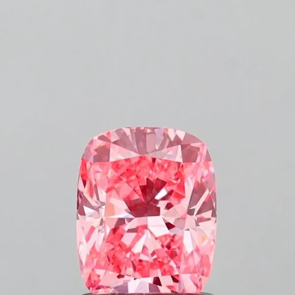 0.92ct CUSHION Fancy Vivid Pink VVS2 Coloured Lab diamond