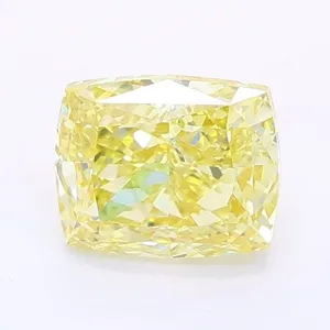 1ct CUSHION Fancy Intense Yellow VS1 Coloured Lab diamond