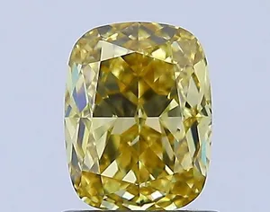 1.14ct CUSHION Fancy Intense Yellow VVS2 Coloured Lab diamond