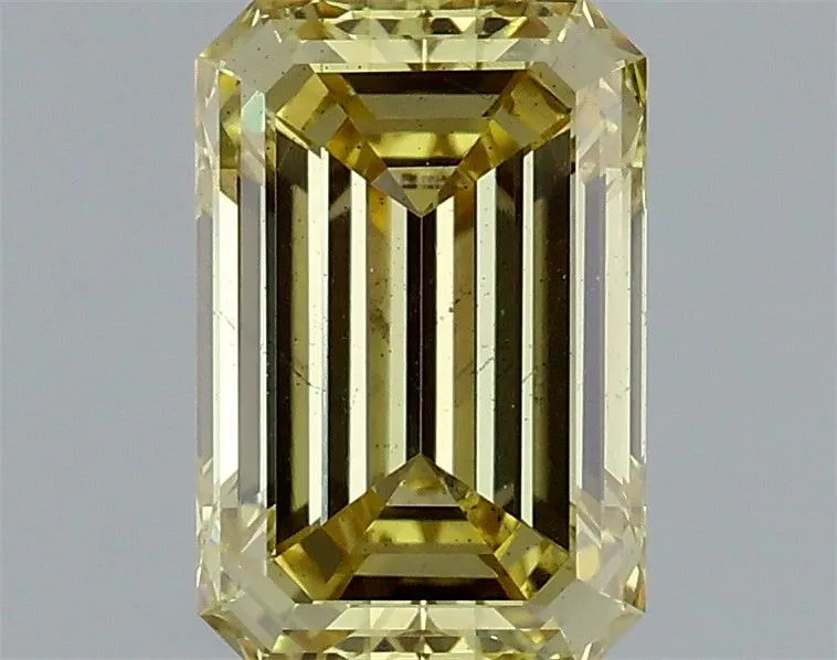 1.12ct EMERALD Fancy Intense Yellow SI1 Coloured Lab diamond