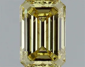 1.12ct EMERALD Fancy Intense Yellow SI1 Coloured Lab diamond