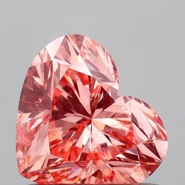 0.76ct HEART Fancy Vivid Pink SI2 Coloured Lab diamond
