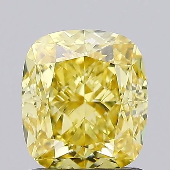 1.05ct CUSHION Fancy Vivid Yellow VS1 Coloured Lab diamond