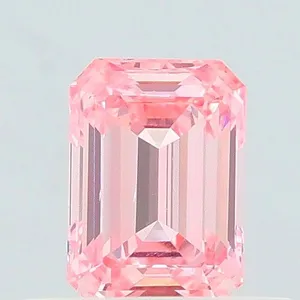 0.48ct EMERALD Fancy Intense Pink VS1 Coloured Lab diamond