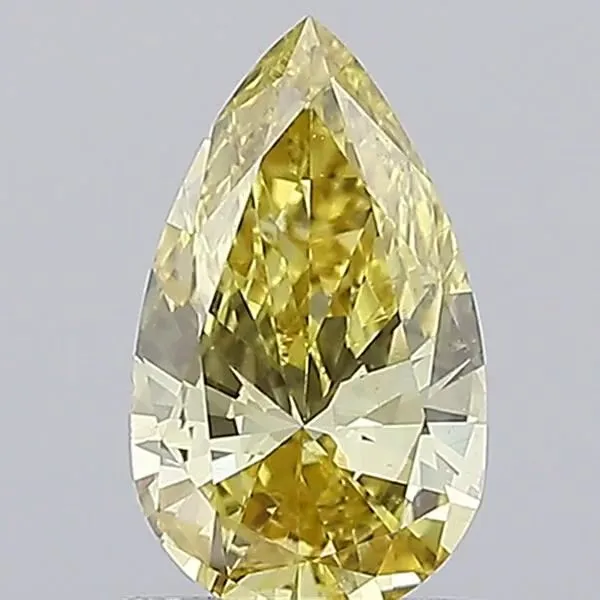 0.90ct PEAR Fancy Intense Yellow VVS2 Coloured Lab diamond