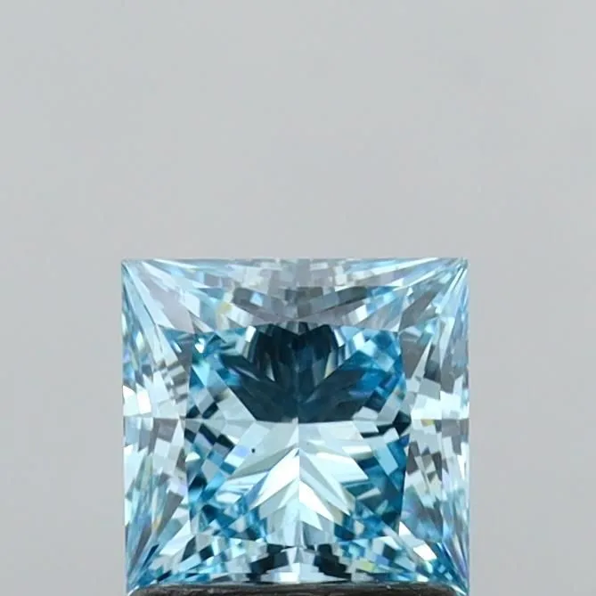 1.44ct PRINCESS Fancy Vivid Blue VS1 Coloured Lab diamond