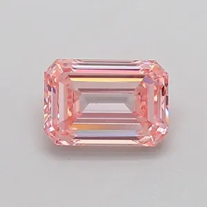 0.72ct EMERALD Fancy Intense Pink SI1 Coloured Lab diamond