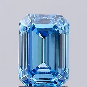 1.5ct EMERALD Fancy Vivid Blue VS1 Coloured Lab diamond