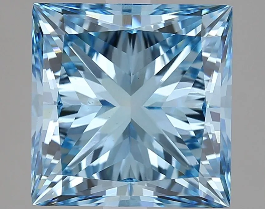 3.01ct PRINCESS Fancy Vivid Blue VS1 Coloured Lab diamond