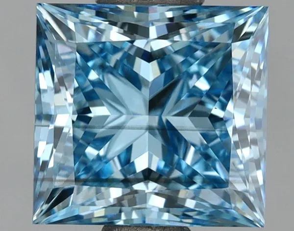 1.61ct PRINCESS Fancy Vivid Blue VS2 Coloured Lab diamond