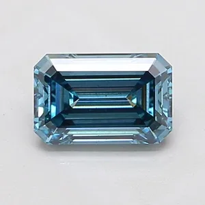 1.51ct EMERALD Fancy Vivid Blue VS2 Coloured Lab diamond