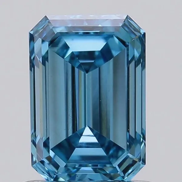 0.96ct EMERALD Fancy Vivid Blue VVS2 Coloured Lab diamond