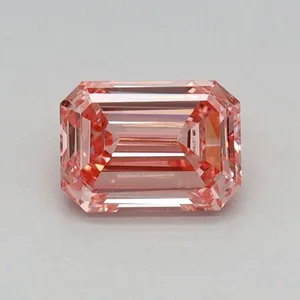 0.49ct EMERALD Fancy Vivid Pink VVS2 Coloured Lab diamond