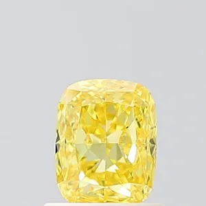 1ct CUSHION Fancy Vivid Yellow VS2 Coloured Lab diamond