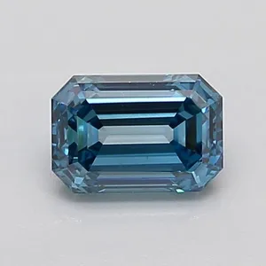0.71ct EMERALD Fancy Vivid Blue VS1 Coloured Lab diamond