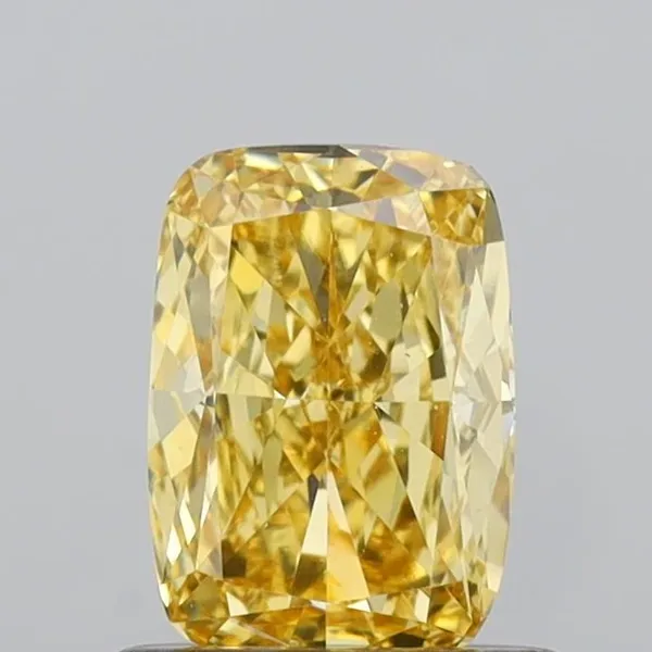 0.87ct CUSHION Fancy Intense Yellow VS1 Coloured Lab diamond