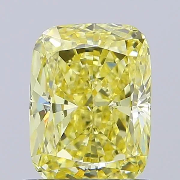 1.03ct CUSHION Fancy Intense Yellow VS1 Coloured Lab diamond