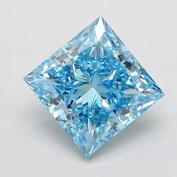 5ct PRINCESS Fancy Vivid Blue VS2 Coloured Lab diamond